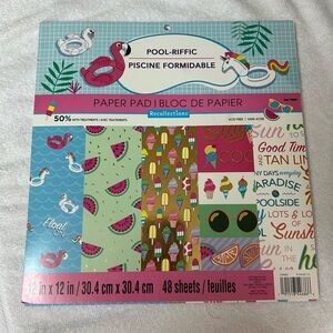 Recollections Pool-Riffic Paper Crafting Pad Book. Pinks,Greens,Blues,Reds,etc.